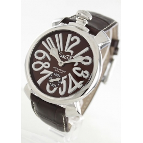 ガガミラノ腕時計コピー マニュアーレ48mm 手巻き スモールセコンド レザー ダークブラウン メンズ 5010.13S