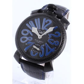 ガガミラノ 腕時計コピーマニュアーレ48mm スモールセコンド レザー カーボンブラック メンズ 5016.7