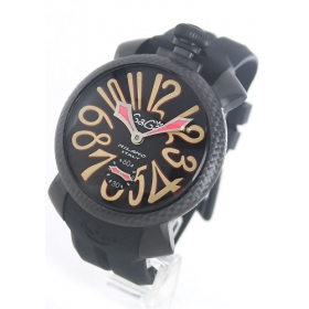 ガガミラノ腕時計コピー マニュアーレ48mm 手巻き スモールセコンド ラバー ブラック メンズ 5016.9