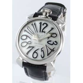 ガガミラノ腕時計コピー マニュアーレ40mm レザー ブラック/ホワイトシェル ボーイズ 5020.5