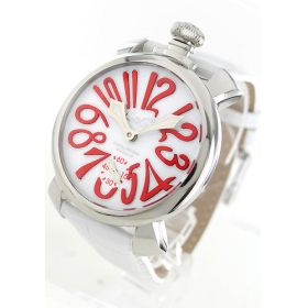 ガガミラノ腕時計コピー マニュアーレ48mm 手巻き スモールセコンド レザー ホワイト メンズ 5010.14S