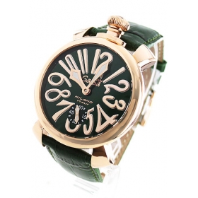 ガガミラノ コピー腕時計マニュアーレ48mm 手巻き スモールセコンド レザー PGPグリーン メンズ 5011.04S