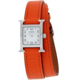 エルメス 腕時計コピーHウォッチ レザーベルト HH1.110.131/WOR2 ドゥブルトゥール 二重巻き オレンジ