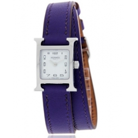 HERMES エルメス 腕時計コピー Hウォッチ レザーベルト HH1.110.131/WW9K2 ドゥブルトゥール 二重巻き パープル